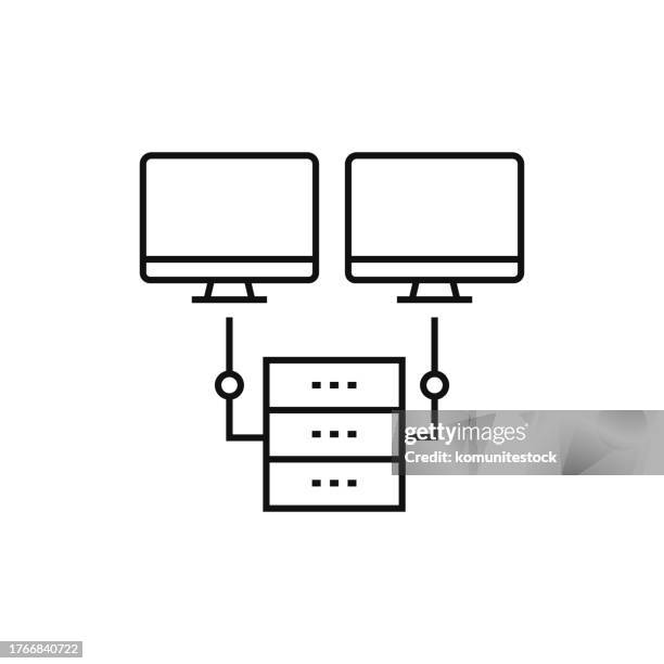 computer network line icon vector illustration. icon design for logo, mobile app, website, ui, ux, sign, symbol. - computer infrastructure stock illustrations