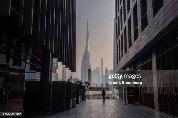 The Burj Khalifa, center, from the Dubai International Financial Centre district of Dubai, United Arab Emirates, on Thursday, Sept. 14, 2023. The UAE...