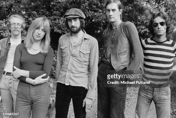 Pop group Fleetwood Mac, September 1973. Left to right: guitarist Bob Welch , singer and keyboard player Christine McVie, bassist John McVie, drummer...