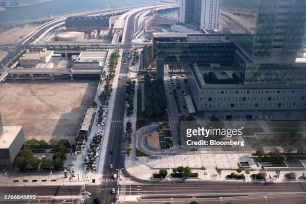 Office buildings in the Abu Dhabi Global Market in Abu Dhabi, United Arab Emirates, on Friday, Sept. 15, 2023. The UAE is emerging as a hub for hedge...