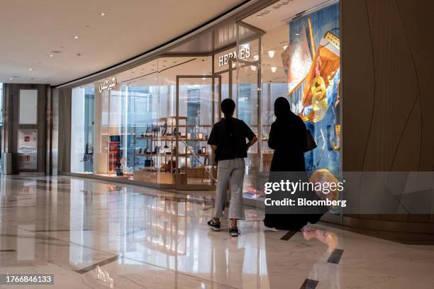 Hermes store in the Galleria Al Maryah Island shopping and dining complex in the Abu Dhabi International Financial Center in Abu Dhabi, United Arab...