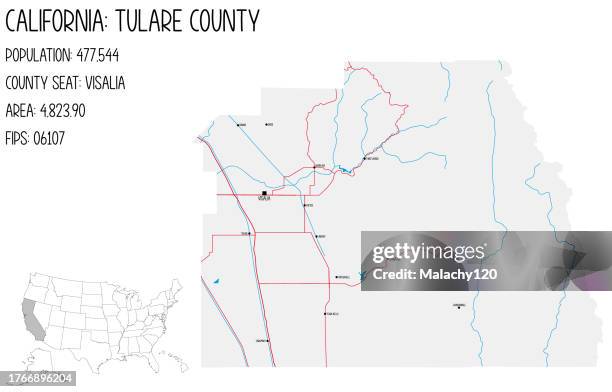 Large And Detailed Map Of Tulare County In California Usa High Res Large And Detailed Map Of Tulare County In California Usa 