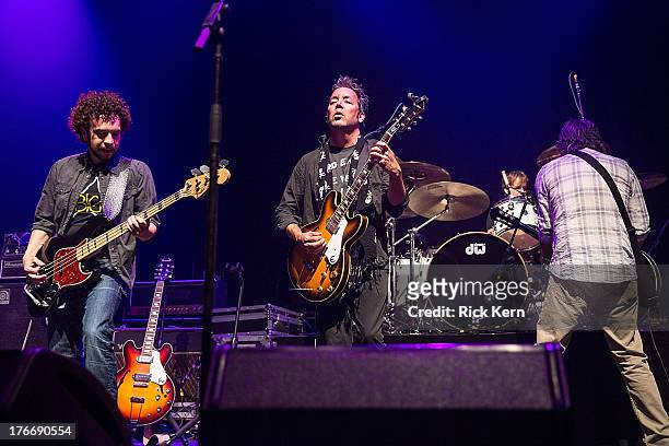 Musicians Lonnie Trevino Jr., Miles Zuniga, Joey Shuffield, and Tony Scalzo of Fastball perform in concert as part of Under The Sun 2013 Tour at ACL...
