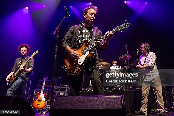 Musicians Lonnie Trevino Jr., Miles Zuniga, Joey Shuffield, and Tony Scalzo of Fastball perform in concert as part of Under The Sun 2013 Tour at ACL...