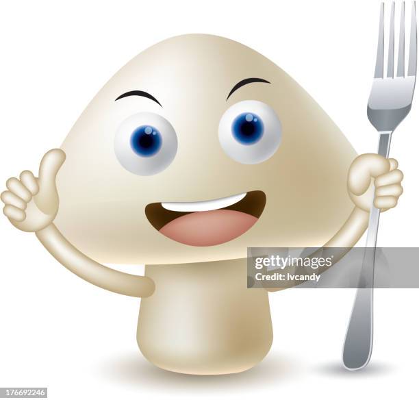 cartoon mushroom - praise emoji stock illustrations