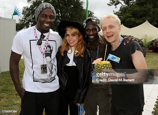 Idris Elba, Paloma Faith, Wretch 32 and Mr Hudson attend the Mahiki Coconut Backstage Bar during day 1 of V Festival 2013 at Hylands Park on August...