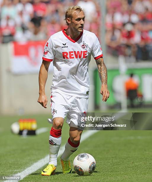 Marcel Risse of Cologne controls the ball during the Second Bundesliga match between 1. FC Koeln and SV Sandhausen on August 17, 2013 in Cologne,...