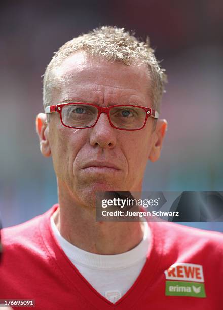 Headcoach Peter Stoeger of Cologne at the Second Bundesliga match between 1. FC Koeln and SV Sandhausen on August 17, 2013 in Cologne, Germany.