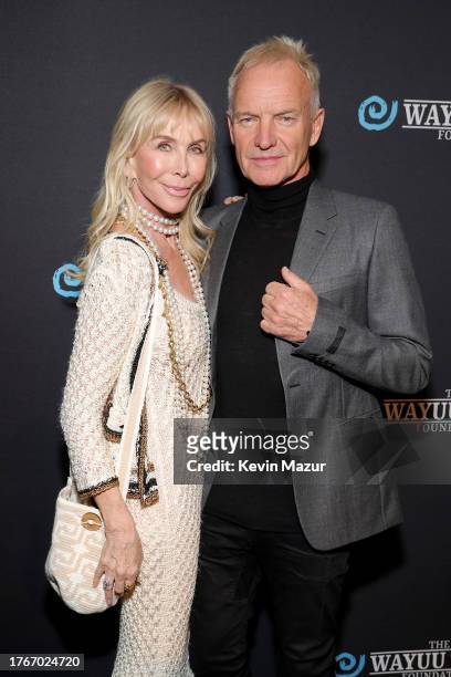 Trudie Styler and Sting attend the Wayuu Taya Foundation 20th Anniversary Gala at Urban Zen Center At Stephan Weiss Studio on October 30, 2023 in New...