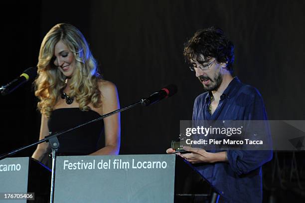 Marcel Barelli poses with Pardino d'argento award the during the 66th Locarno Film Festival on August 17, 2013 in Locarno, Switzerland.