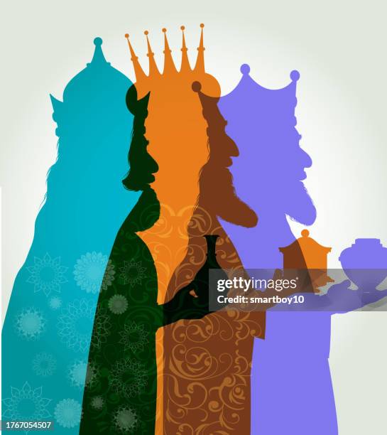 drei weise männer - weihnachtskarte - drei weise männer stock-grafiken, -clipart, -cartoons und -symbole