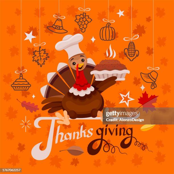 ilustrações de stock, clip art, desenhos animados e ícones de happy thanksgiving decoration. - marcha atrás