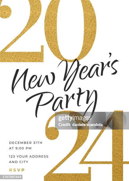 2024 - holiday new years party invitation design template. - 新年賀卡 幅插畫檔、美工圖案、卡通及圖標