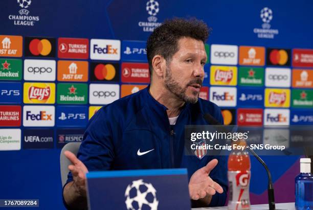 Atletico Manager Diego Simeone during an Atletico de Madrid MD-1 press conference at the Atletico de Madrid Training Facilities, on November 06 in...