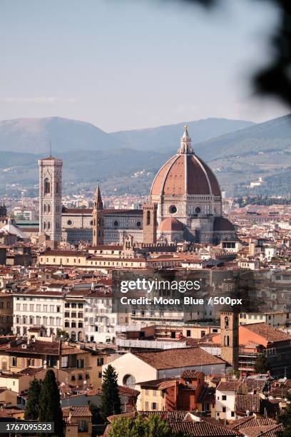 high angle view of buildings in city,florence,tuscany,italy - church tower restoration appeal stock pictures, royalty-free photos & images