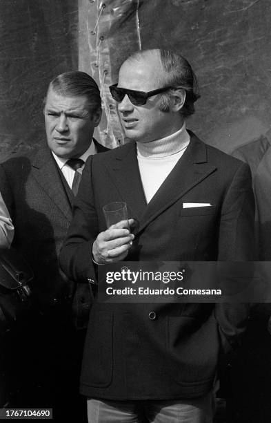 View of Dutch musical conductor Bernard Haitink at El Mangrullo restaurant, Ezeiza, Argentina, 1971. Earlier, he had made his Argentine debut with...