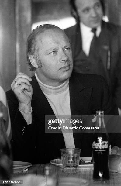 View of Dutch musical conductor Bernard Haitink at El Mangrullo restaurant, Ezeiza, Argentina, 1971. Earlier, he had made his Argentine debut with...