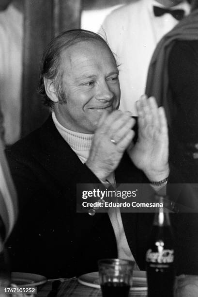 View of Dutch musical conductor Bernard Haitink at El Mangrullo restaurant, Ezeiza, Argentina, 1971. Earlier, he had made his Argentine debut with...