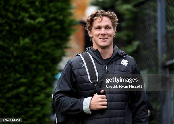 Michael Hooper of Barbarians arrives prior to Barbarians training at Sophia Gardens on October 31, 2023 in Cardiff, Wales. The Barbarians play Wales...