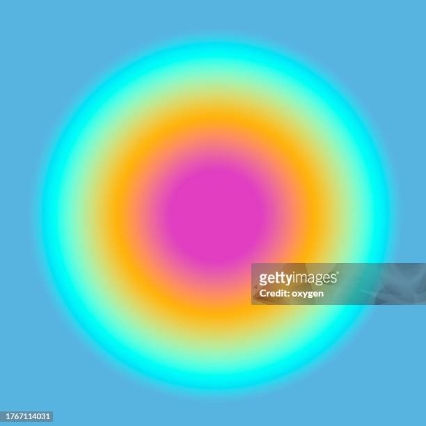 gradient background. abstract blurred aura soft shape flow  neon colored on blue background - aura 個照片及圖片檔