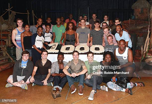 Cast and Crew attend "The Book Of Mormon" on Broadway 1,000th performance celebration at Eugene O'Neill Theatre on August 17, 2013 in New York City.