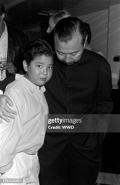 Maximillian Chow and Michael Chow attend party celebrating Michael Chow's design of the new Giorgio Armani boutique on Rodeo Drive.