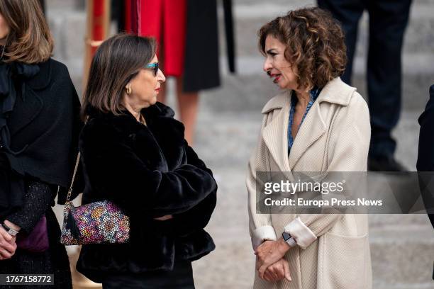 The Minister of Defense, Margarita Robles , and the Minister of Finance and Public Function, Maria Jesus Montero , during the swearing-in ceremony of...