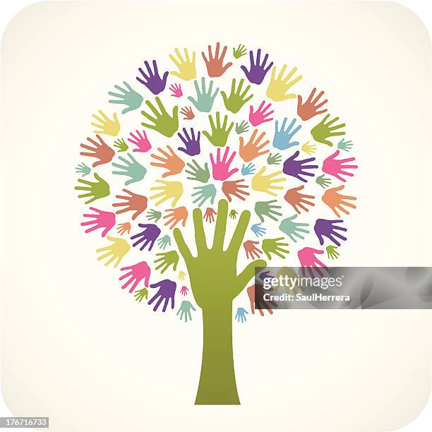 hands tree - congregation stock illustrations