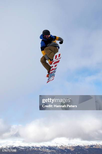 Seppe Smits of Belgium competes during the FIS Snowboard Slopestyle World Cup qualifying during day four of the Winter Games NZ at Cardrona Alpine...