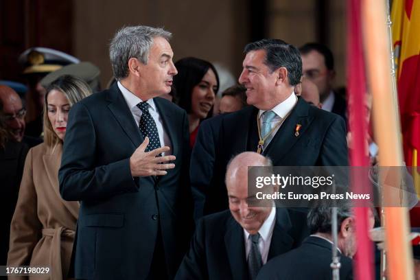 The former Prime Minister, Jose Luis Zapatero , during the swearing-in ceremony of the Constitution before the Cortes Generales, in the Congress of...