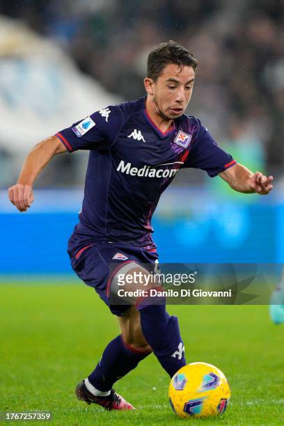 Maxime Lopez of ACF Fiorentina in aaction during the Serie A TIM match between SS Lazio and ACF Fiorentina at Stadio Olimpico on October 30, 2023 in...