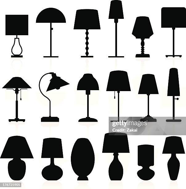 lampe silhouetten pack - floor lamp stock-grafiken, -clipart, -cartoons und -symbole