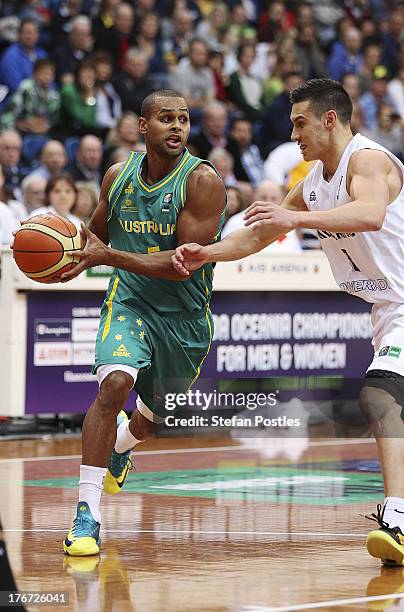 Patty Mills of the Boomers in action during the Men's FIBA Oceania Championship match between the Australian Boomers and the New Zealand Tall Blacks...