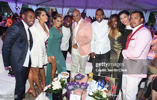 Jayvon Smith, Ravaughn Brown, Adrienne Bailon, Kevin Hart, Lenny S., Mario, Estelle, Bridget Kelly and Johnny Nunez attend the 2nd annual Compound...