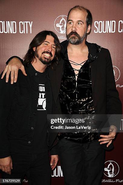 Dave Grohl and Krist Novoselic of Nirvana attend the premiere of "Sound City" at ArcLight Cinemas Cinerama Dome on January 31, 2013 in Hollywood,...