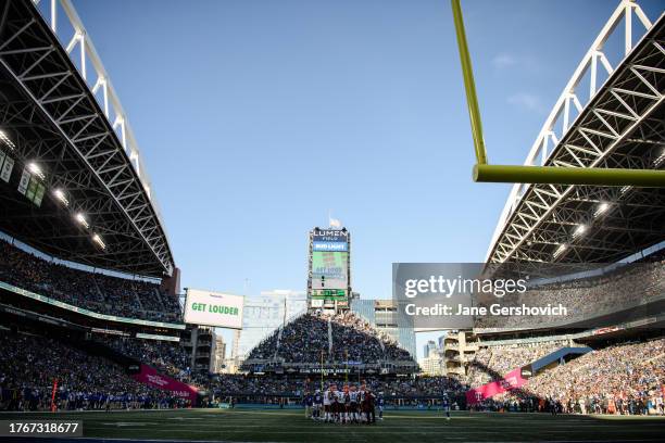 General view of Lumen Field during the Seattle Seahawks and Cleveland Browns game on October 29, 2023 in Seattle, Washington.