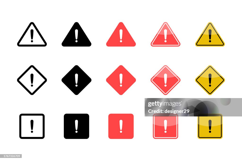 Caution Signs Set Vector Design High-Res Vector Graphic - Getty Images