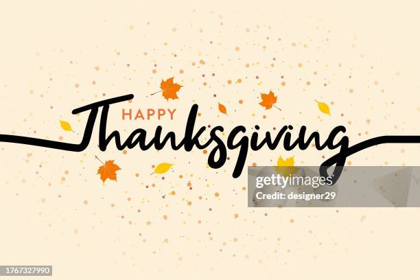 ilustraciones, imágenes clip art, dibujos animados e iconos de stock de feliz día de acción de gracias diseño vectorial de póster de tipografía. - thanksgiving
