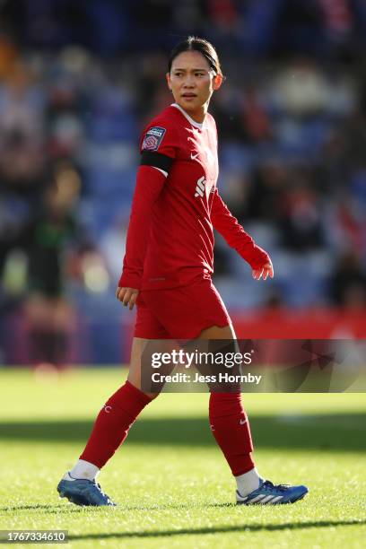 Fuka Nagano of Liverpool looks on during the Barclays Women´s Super League match between Liverpool FC and Leicester City at Prenton Park on November...