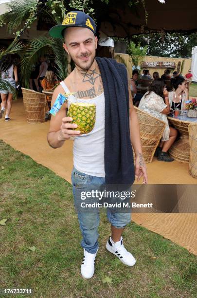 Abz Love of '5ive' attends the Mahiki Coconut Backstage Bar during day 2 of V Festival 2013 at Hylands Park on August 18, 2013 in Chelmsford, England.