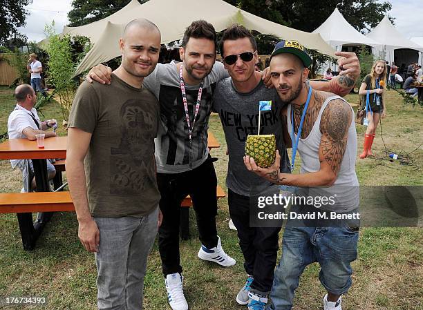 Sean Conlon, Scott Robinson, Ritchie Neville and Abz Love of '5ive' attend the Mahiki Coconut Backstage Bar during day 2 of V Festival 2013 at...