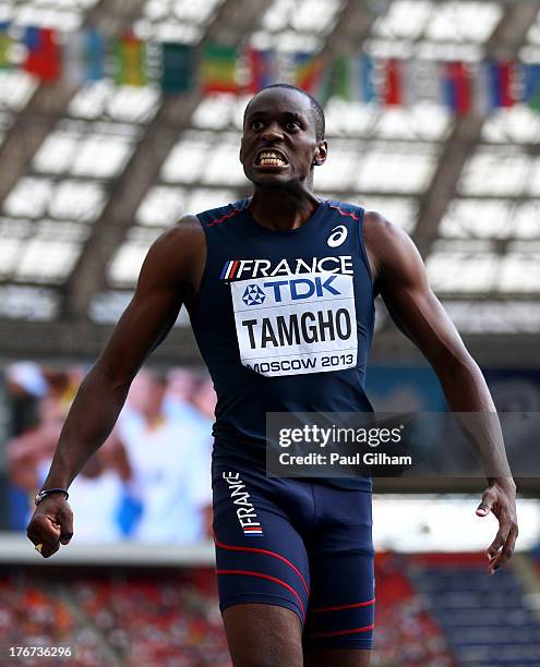 Gold medalist Teddy Tamgho of France celebrates after the Men's Triple Jump Final during Day Nine of the 14th IAAF World Athletics Championships...