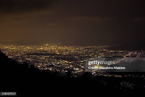 kyoto city night view - mount hiei stock pictures, royalty-free photos & images