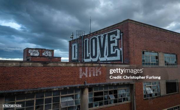 Derelict factory is covered in grafitti on October 31, 2023 in Stoke on Trent, England Government figures show that Stoke on Trent has the second...