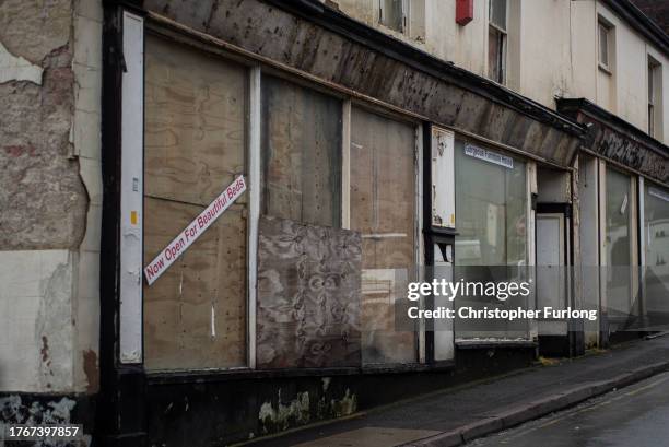 Boarded and closed shops in Tunstall on October 31, 2023 in Stoke on Trent, England Government figures show that Stoke on Trent has the second...