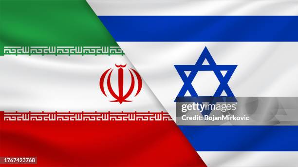 stockillustraties, clipart, cartoons en iconen met iran and israel flag. vector - israëlische vlag