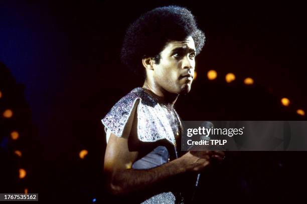 Aruban singer Bobby Farrell , of the German vocal group Boney M., during a concert in London, England, December 1, 1978.