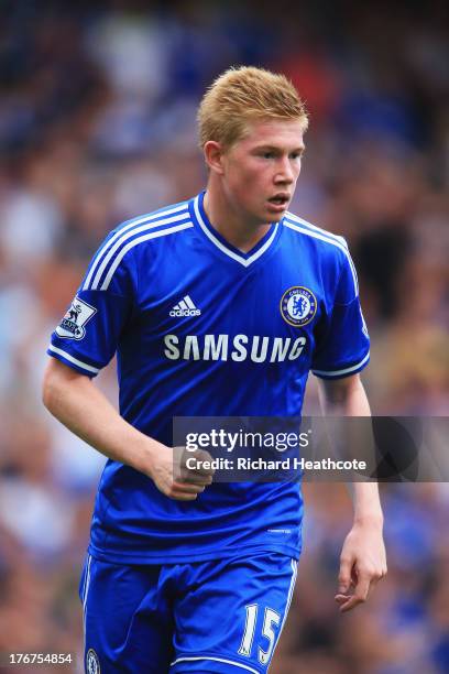 Kevin De Bruyne of Chelsea looks on during the Barclays Premier League match between Chelsea and Hull City at Stamford Bridge on August 18, 2013 in...