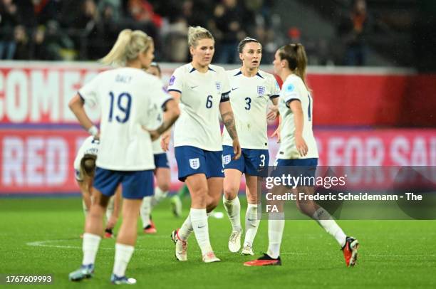 Niamh Charles of England looks on atfter during the UEFA Womens Nations League match between Belgium and England at Den Dreef Stadium on October 31,...