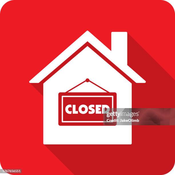 house closed sign icon silhouette - out of business stock illustrations